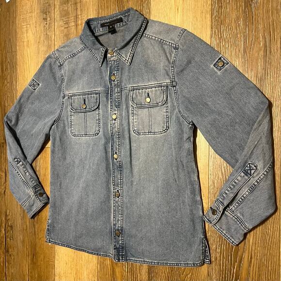 Marc Jacobs Denim Jean Jacket/Shacket Distressed Mens Medium Button Up Classic - Picture 2 of 8